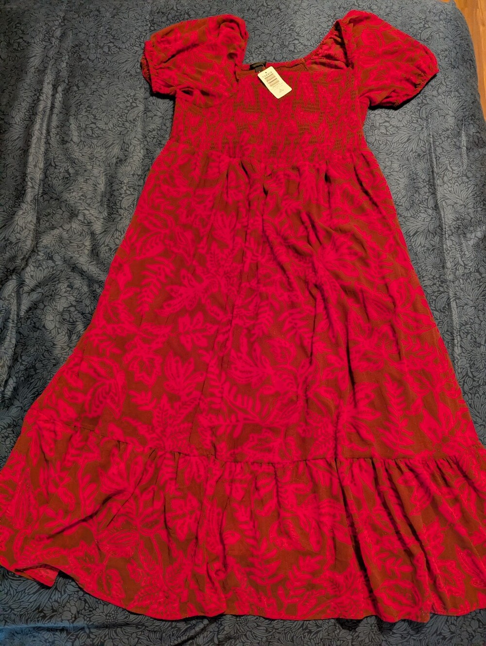 NWT Torrid Women's Fuschia Puff Sleeve Floral Maxi Dress Size 1